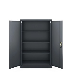 Offener JAN NOWAK Büroschrank KEVIN, Anthrazit, mit 3 verstellbaren Einlegeböden und Schloss. Robuster Aktenschrank aus Metall.