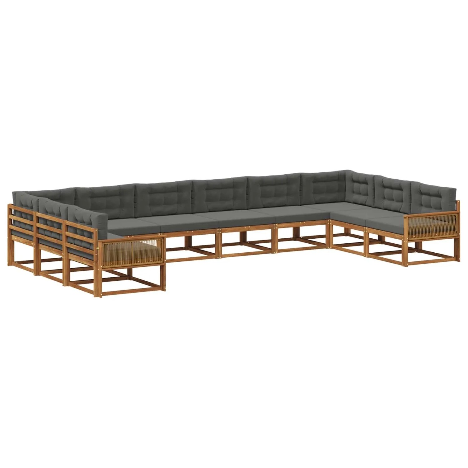 vidaXL Outdoor-Sofagarnitur mit Kissen 10 Stk Natur und Anthrazit 3382930