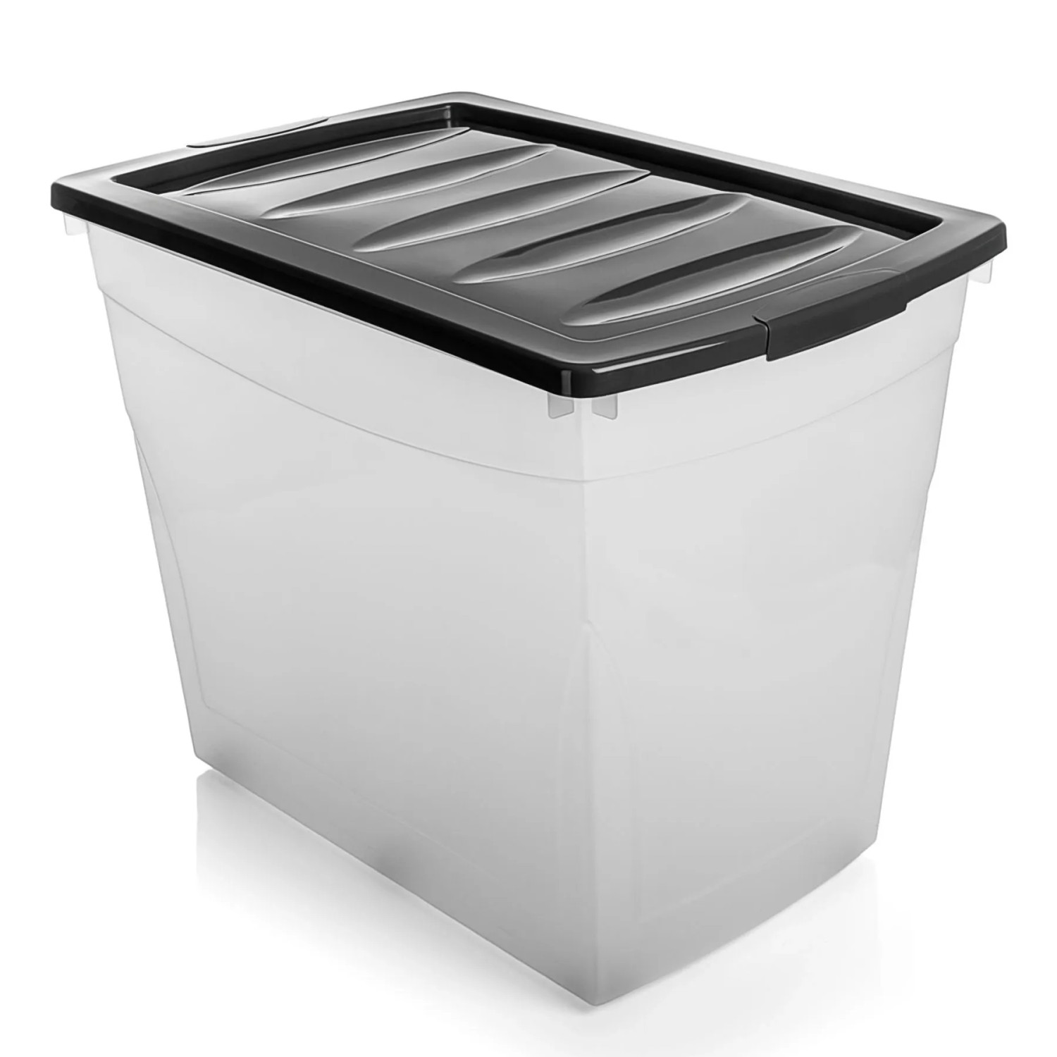 BigDean 80 L Aufbewahrungsbox mit Deckel und Rollen Groß Budget Line Plastikbox mit Deckel XXL