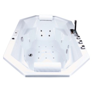 Weisse Basera® Podest-Whirlpool Badewanne Bora Bora Premium 200x115cm, Aufsicht.