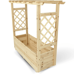 Holz4home Pflanzkasten mit Dach, Tannenholz, inkl. Vlieseinlage, ideal für rankende Pflanzen.