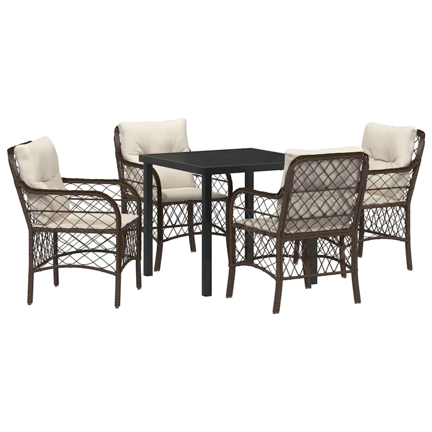 vidaXL Garten Essgruppe mit Kissen 5-Tlg Braun Poly Rattan 3380212 günstig online kaufen