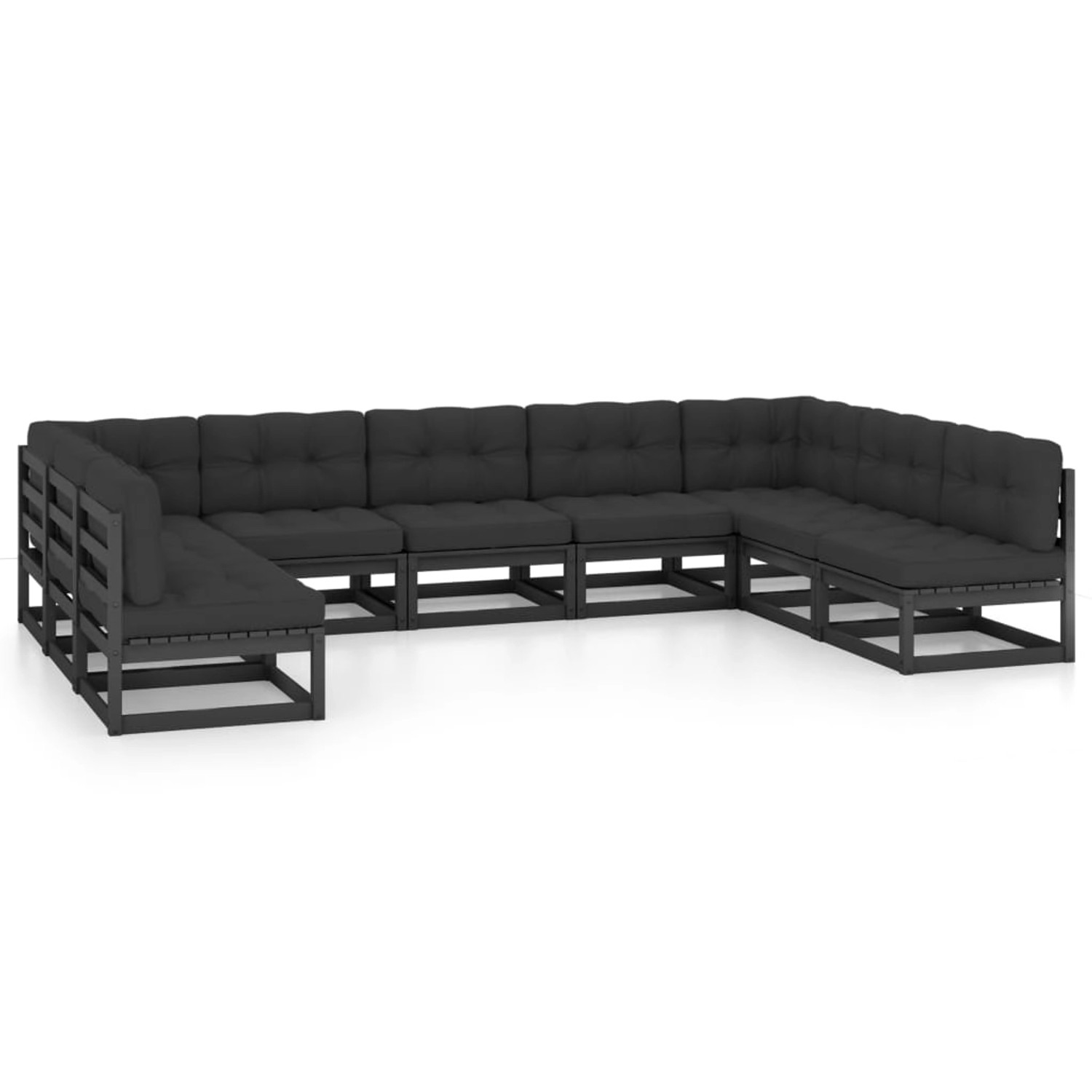 9-tlg. Garten-lounge-set Mit Kissen Schwarz Massivholz Kiefer günstig online kaufen