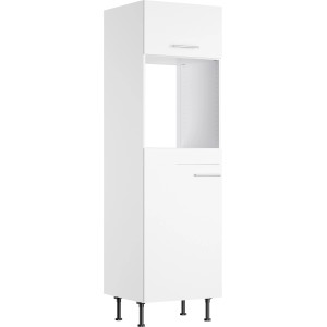 Weißer Optifit Hochschrank Bengt932 für Backofen und Kühlschrank, 60 cm breit.