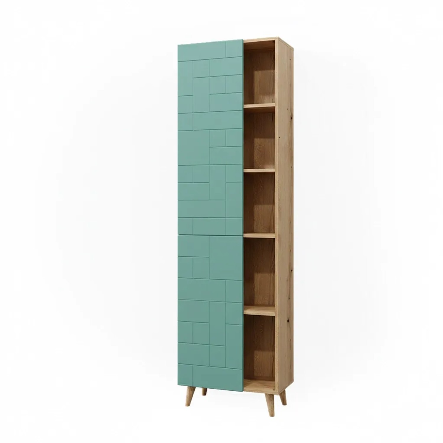 Vicco Badschrank Rudi Mintgrün 56 x 193 mit Türen und Offenen Fächern