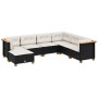 Schwarze 7-tlg. vidaXL Garten-Sofagarnitur aus Rattan mit cremefarbenen Kissen.
