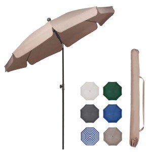Sekey Balkonschirm 200 cm in Beige mit Schutzhülle für Balkon und Garten.