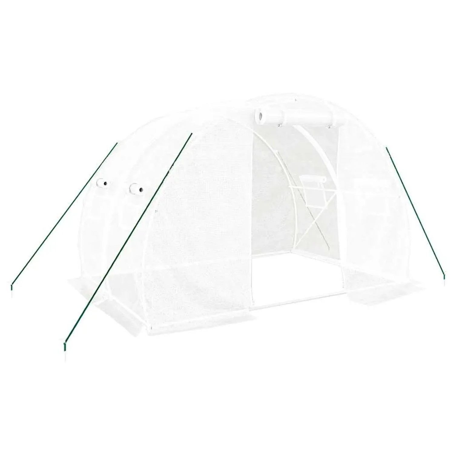 vidaXL Gewächshaus mit Stahlrahmen Weiß 6 m² 3x2x2 m 364079