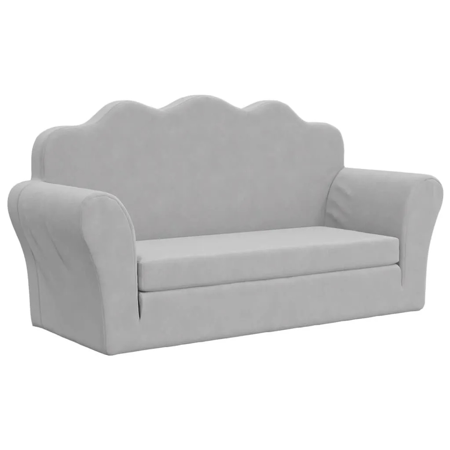 vidaXL Kinder-Schlafsofa 2-Sitzer Hellgrau Weicher Plüsch 357059