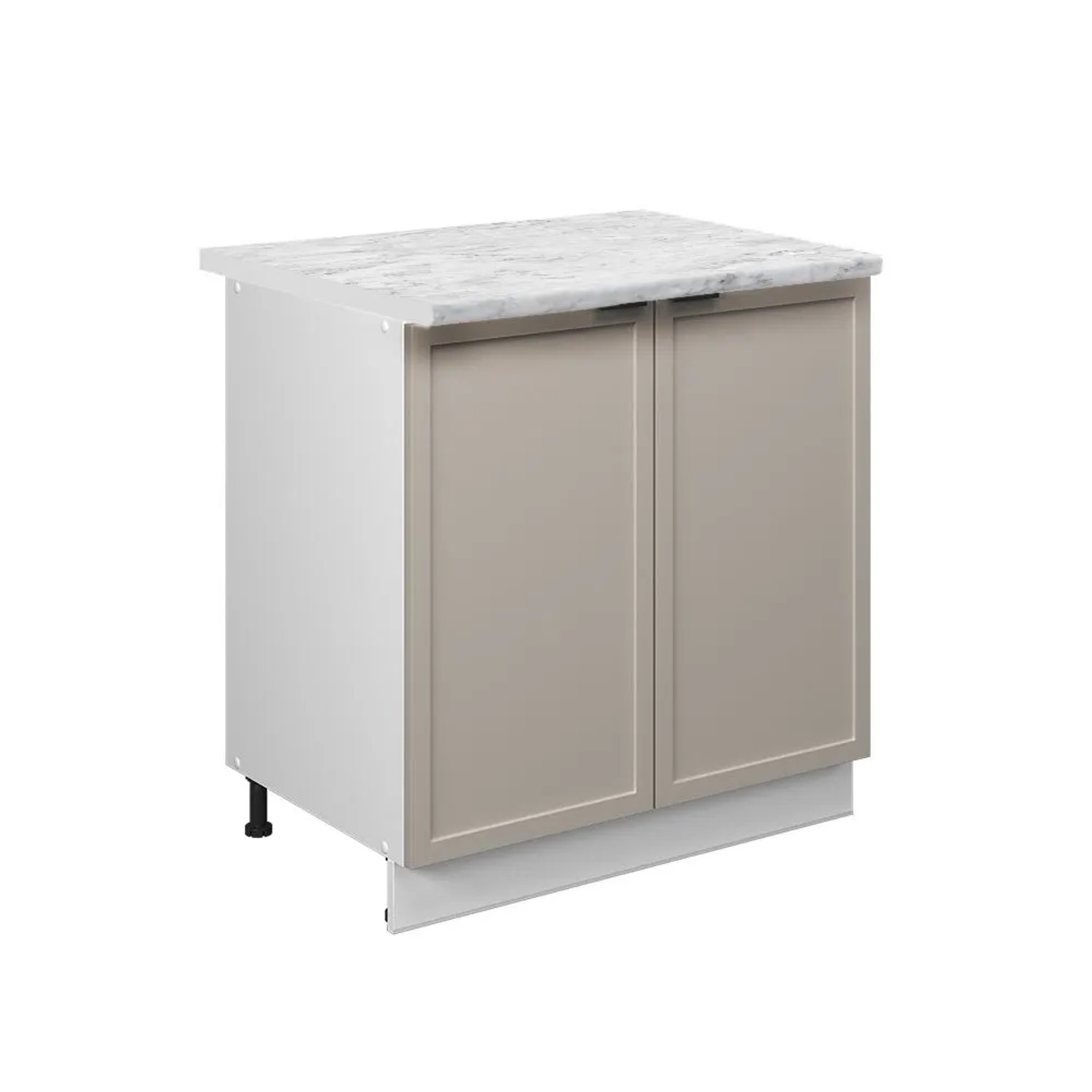 Vicco Küchenunterschrank Fame-Line GrauBeige/Weiß 80 x 82 Arbeitsplatte Marmor