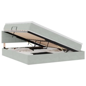 vidaXL Stauraumbett mit Matratze Hellgrau 160 x 200 cm Samt 3370767