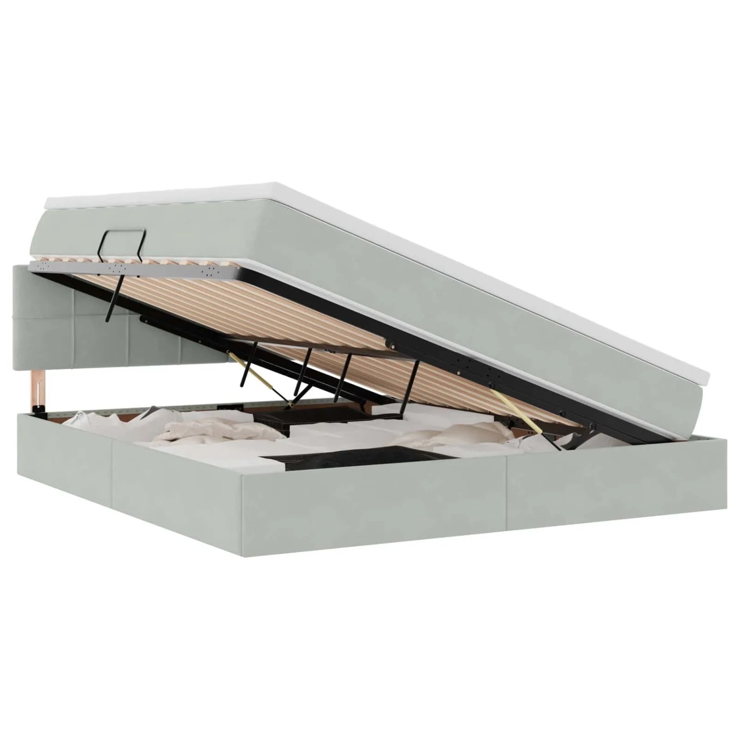 vidaXL Stauraumbett mit Matratze Hellgrau 160 x 200 cm Samt 3370767