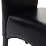 Detailaufnahme: Schwarzer Esszimmerstuhl Crotone mit dunklen Beinen, Lederlook.