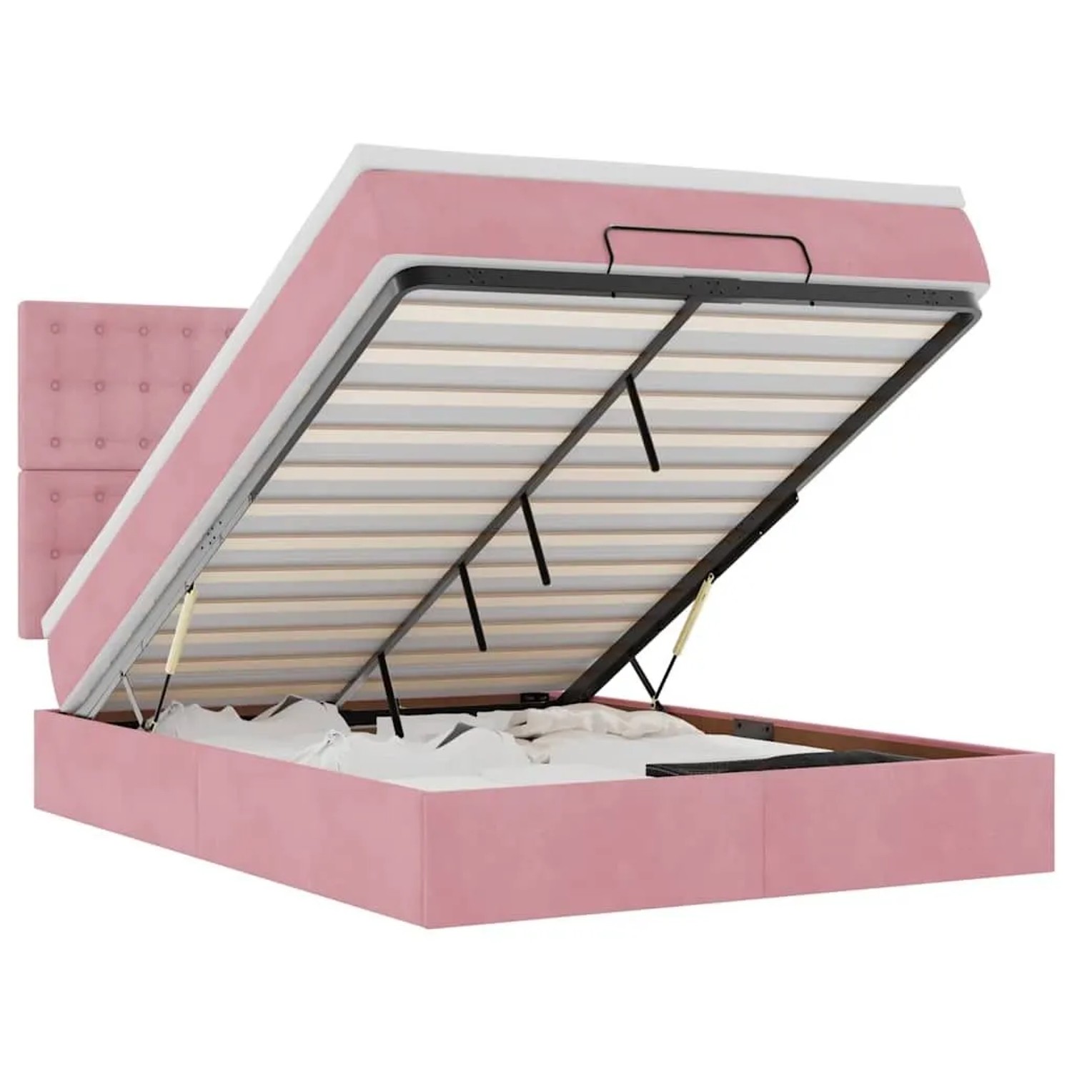 vidaXL Ottoman-Bett mit Matratzen & LEDs Rosa 140x190 cm Samt 3314467