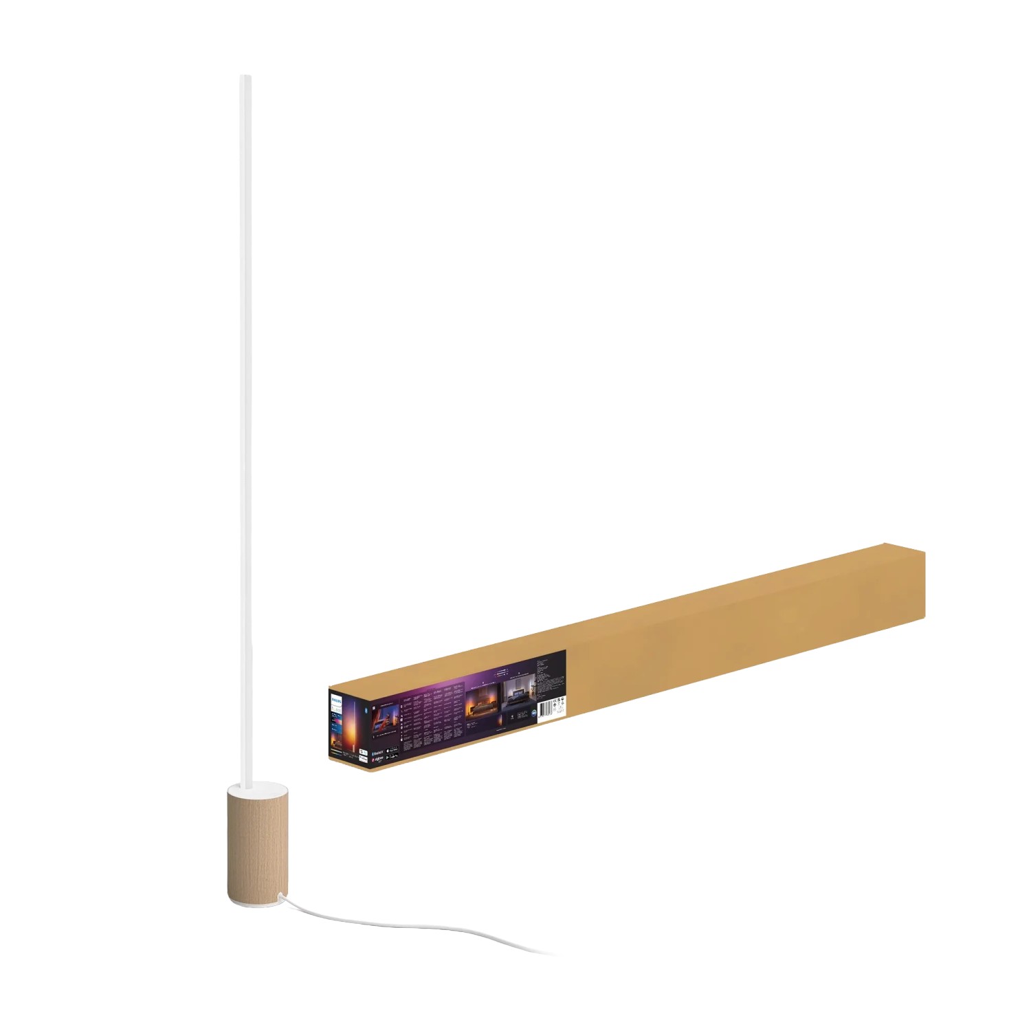 Philips Hue Smart-LED-Stehleuchte Signe Gradient Farbverlauf Weiß-Holzoptik