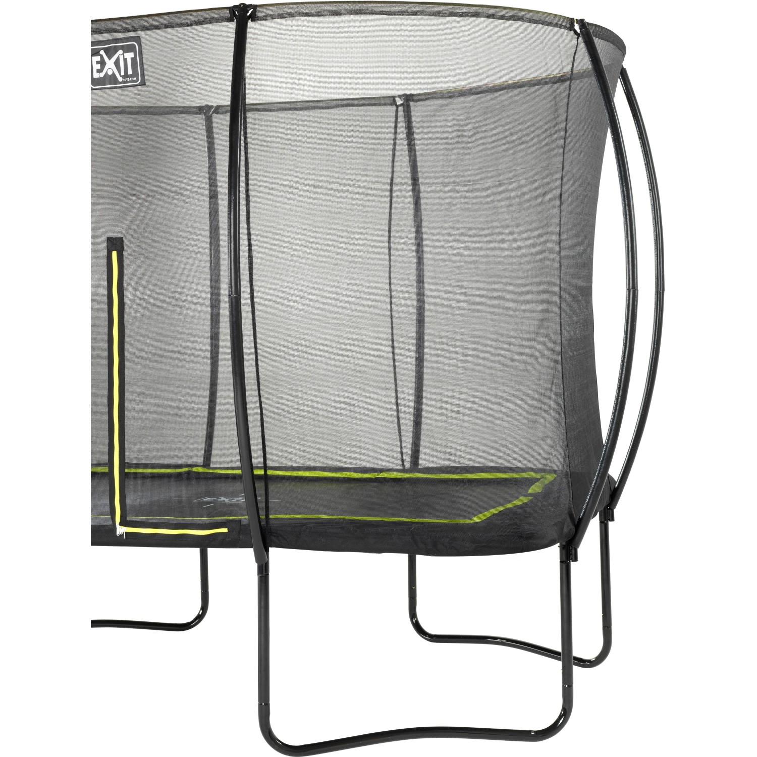 Schwarzes EXIT Silhouette Gartentrampolin 244x366cm mit Sicherheitsnetz.