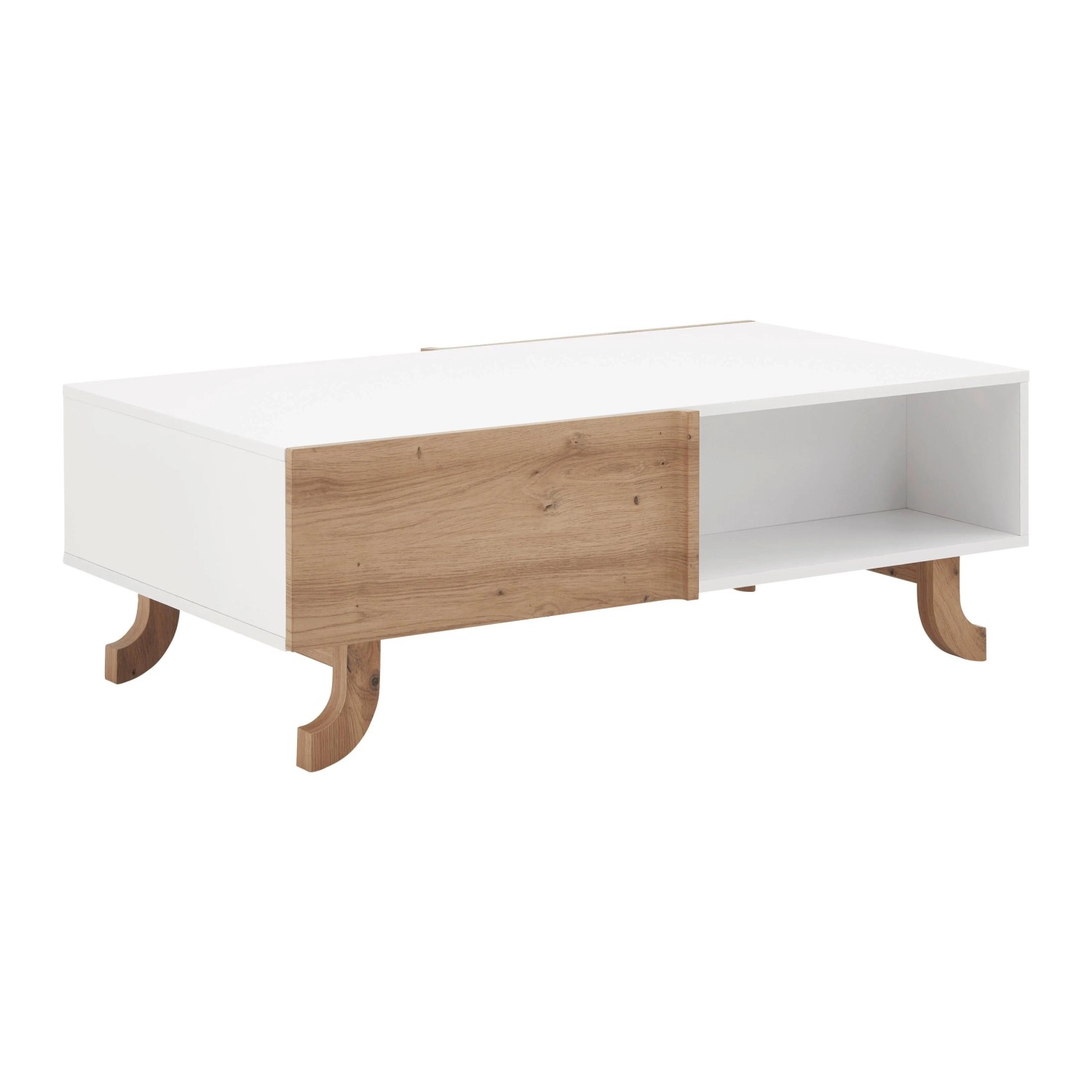 Bessagi Home Couchtisch Vira Weiß/ Kieferfarben Echtholz