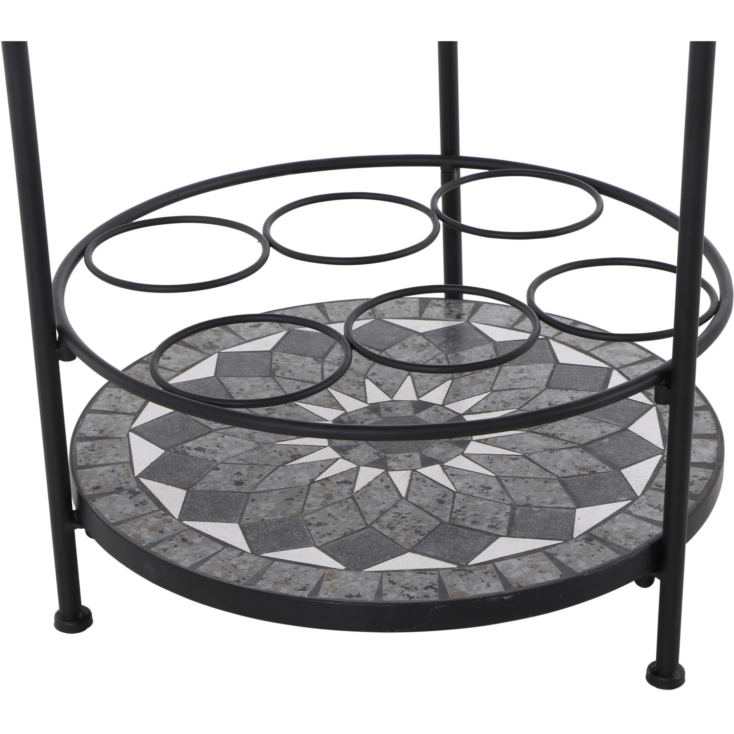 Siena Garden Como Gartentisch, rund, grau, Ø 41 cm, mit Mosaikmuster und Stahlgestell.