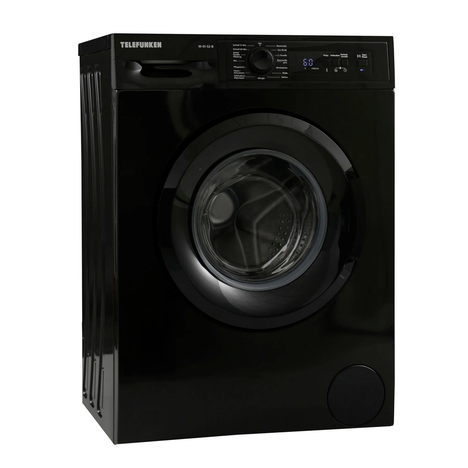 Schwarze Telefunken Waschmaschine Frontlader, 5 kg, 1000 U/Min.
