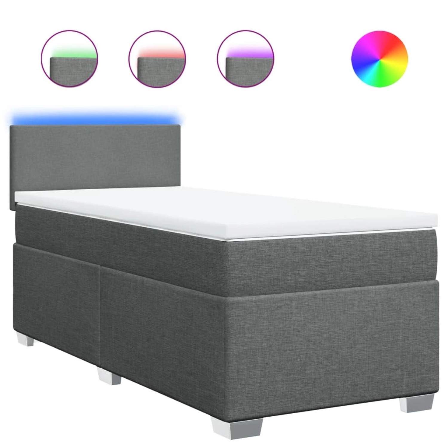 vidaXL Boxspringbett mit Matratze Dunkelgrau 90x190 cm Stoff 3288037 günstig online kaufen