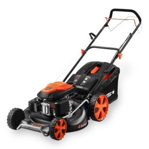 FUXTEC Benzin Rasenmäher FX-RM5396, schwarz-orange, 53cm Schnittbreite, 4in1 Funktion, Radantrieb.