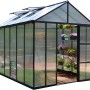 Palram Canopia Glory Gewächshaus, 3.6x2.5m, Anthrazit, 10mm Stegplatten. Gartenhaus mit Dach- und Seitenfenster.