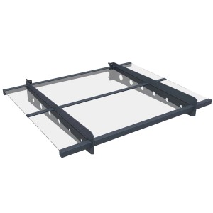 Modernes Juskys Vordach Manila 100x80 cm mit Acrylglas und Stahlrahmen in Dunkelgrau.