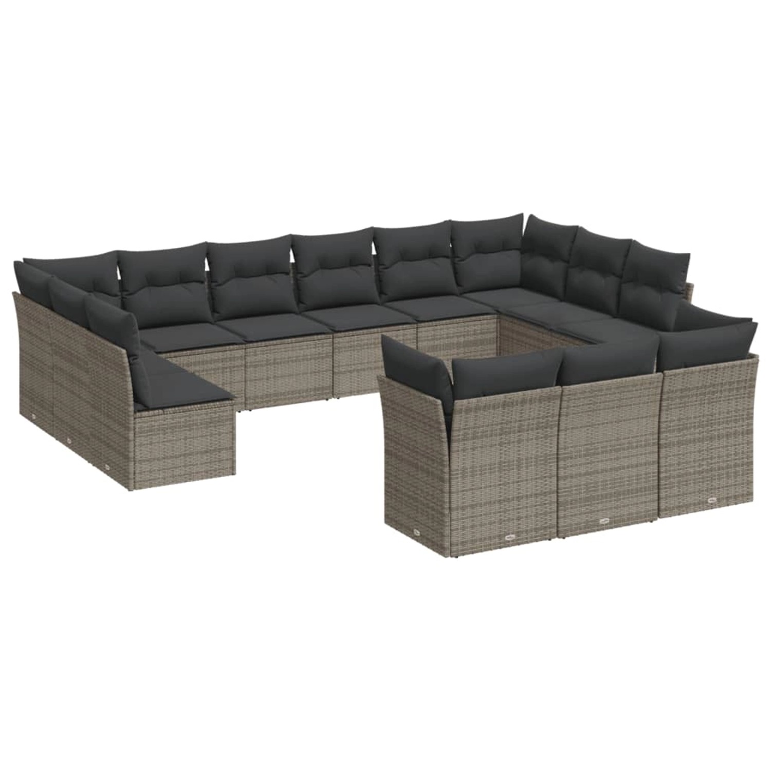 vidaXL 13-tlg Garten-Sofagarnitur mit Kissen Grau Poly Rattan Modell 5