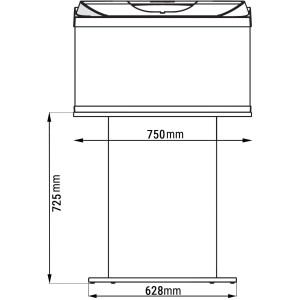 Skizze: Tetra Aquarienunterschrank Starter Line 105 l Schwarz mit Maßangaben.