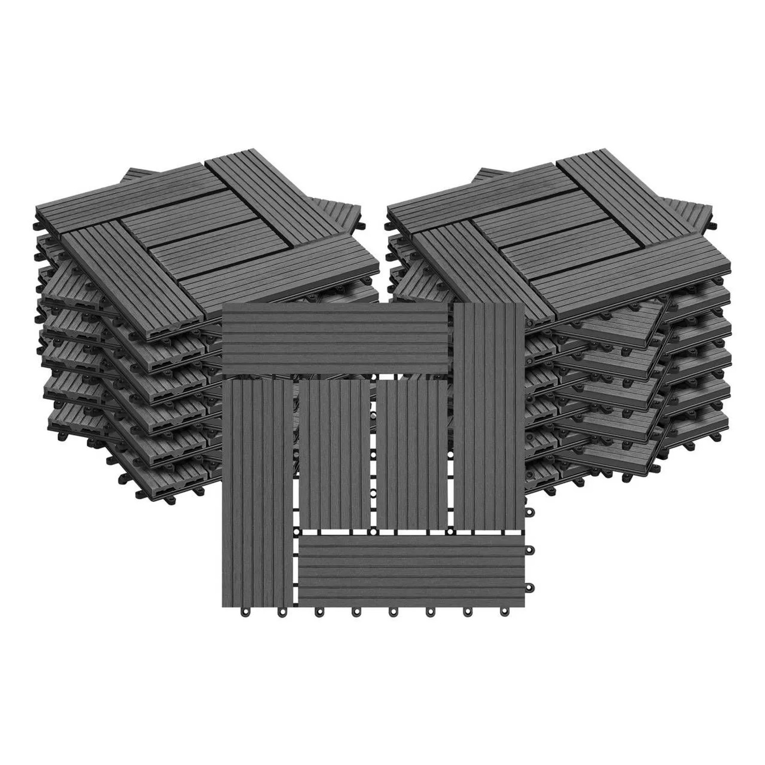 WOLTU 22er-Set WPC Terrassenfliese Bodenbelag Für Terrasse Grau
