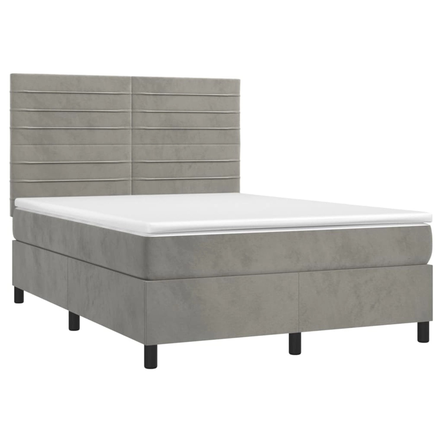 vidaXL Boxspringbett mit Matratze & LED Hellgrau 140x200 cm Samt 3136185 günstig online kaufen