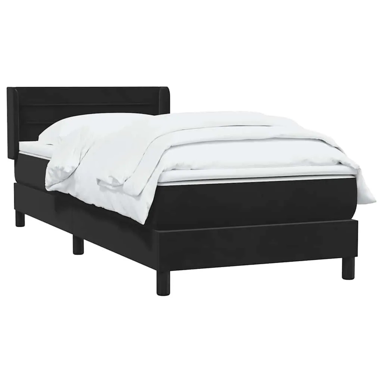 vidaXL Boxspringbett mit Matratze Schwarz 90x220 cm Samt 3318227 günstig online kaufen