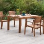 Merxx Batavia Gartenmöbel-Set, 5-teilig: Ausziehbarer Tisch und 4 Stapelsessel aus Akazienholz.
