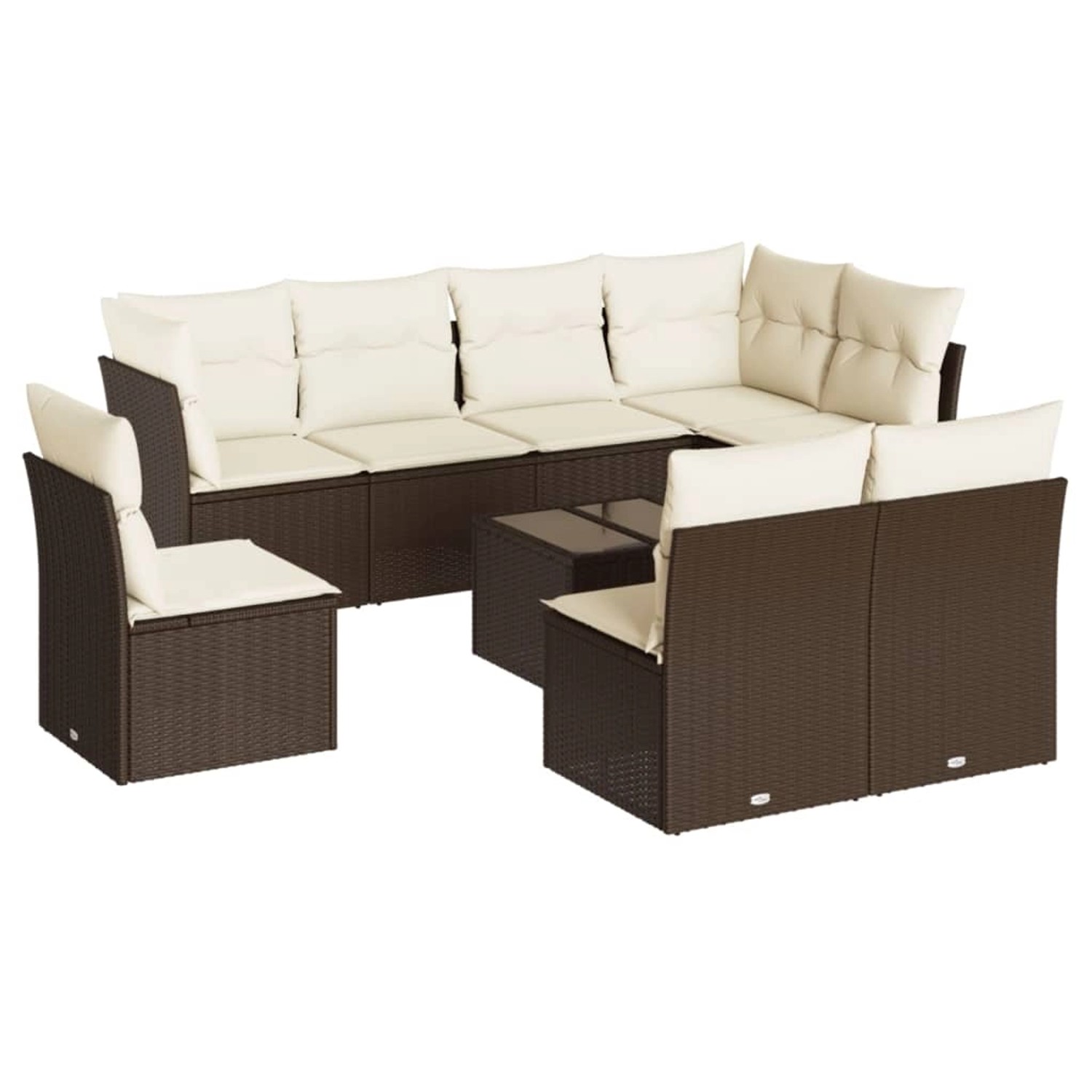 vidaXL 9-Tlg Garten-Sofagarnitur mit Kissen Braun Poly Rattan 3217773 günstig online kaufen