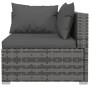 Graues 4-tlg. Garten Lounge Set aus Polyrattan mit anthrazitfarbenen Kissen.