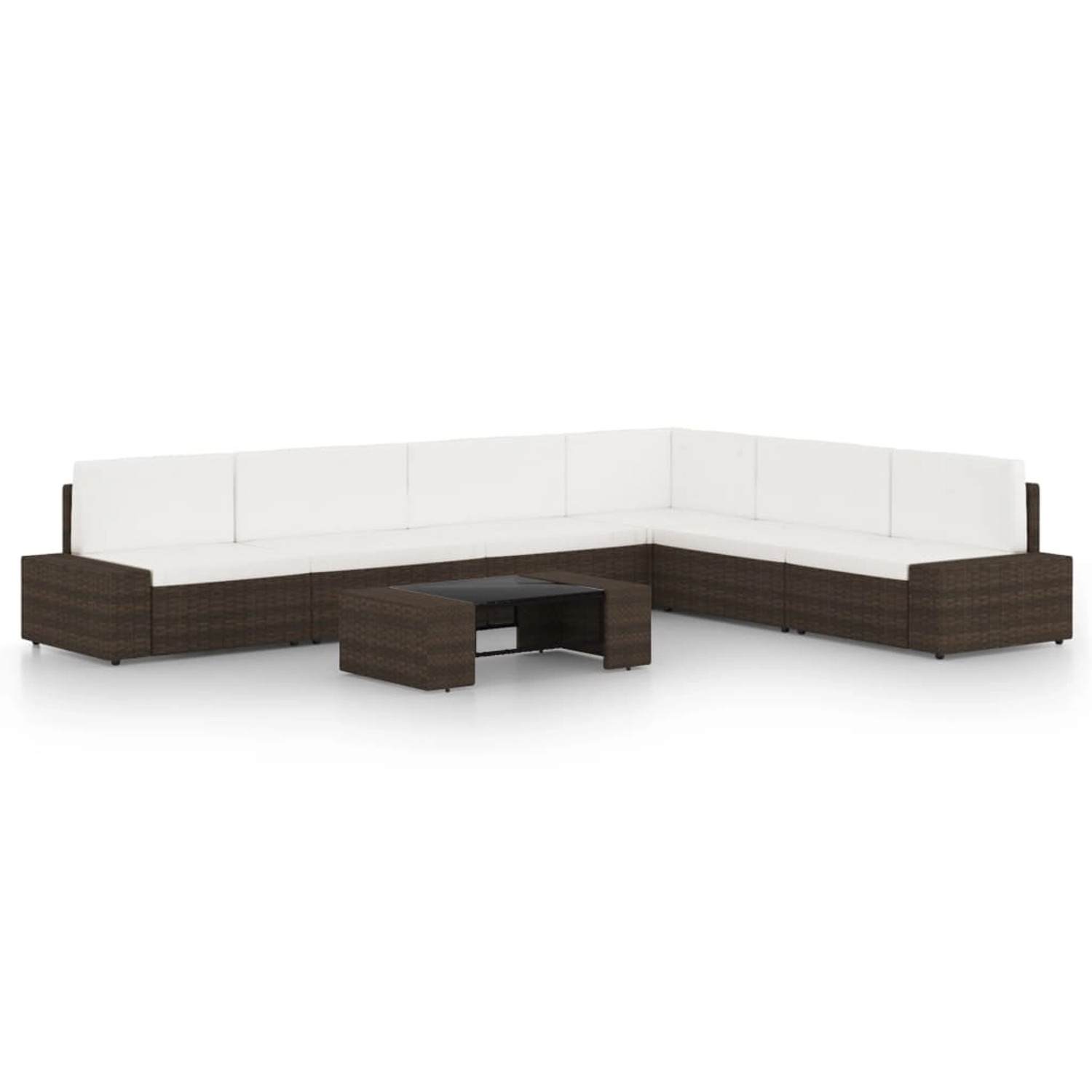 vidaXL 7-Tlg Garten-Lounge-Set mit Kissen Braun Poly Rattan 3067159
