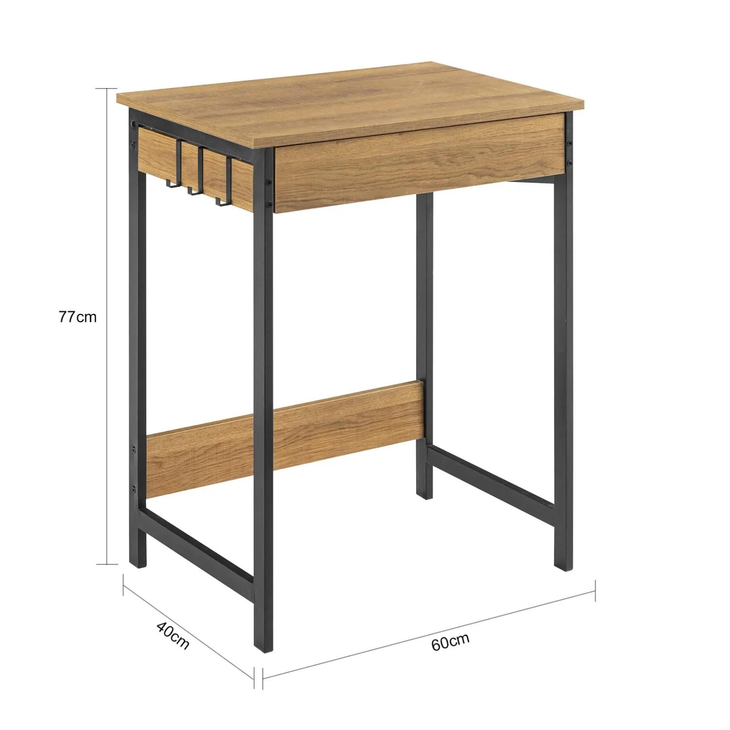 SoBuy Schreibtisch FWT43-N in Natur mit Schublade und Haken für Arbeitszimmer.