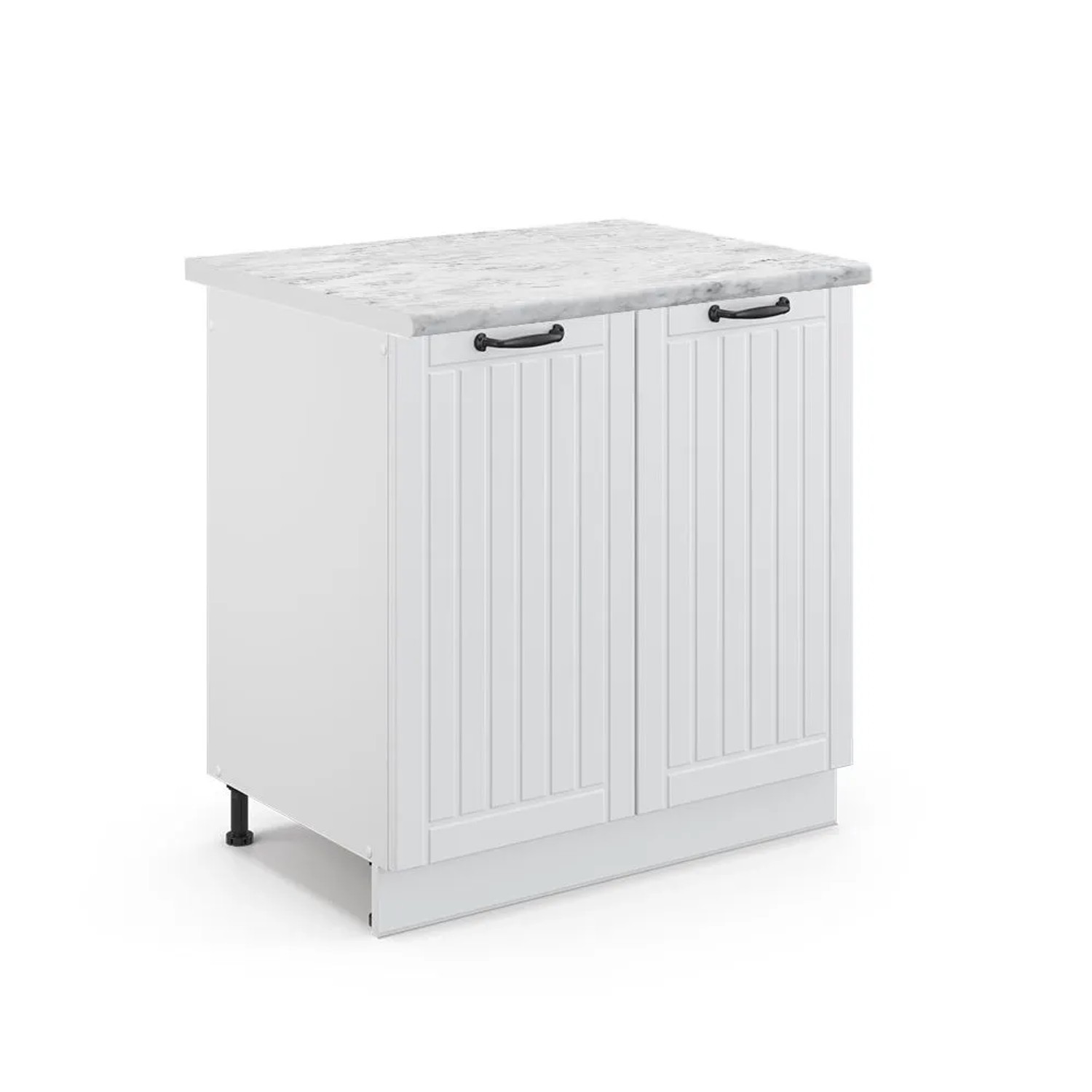 Vicco Spülenunterschrank Fame-Line Weiß Landhaus Weiß 80 cm AP Marmor