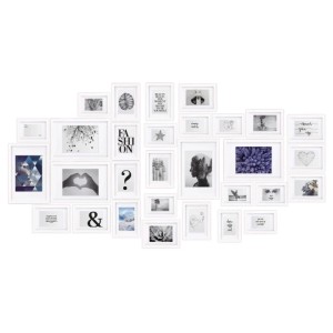 Bomoe Emotion Bilderrahmen Set, 30 weiße MDF Rahmen für Collagen und Fotos.