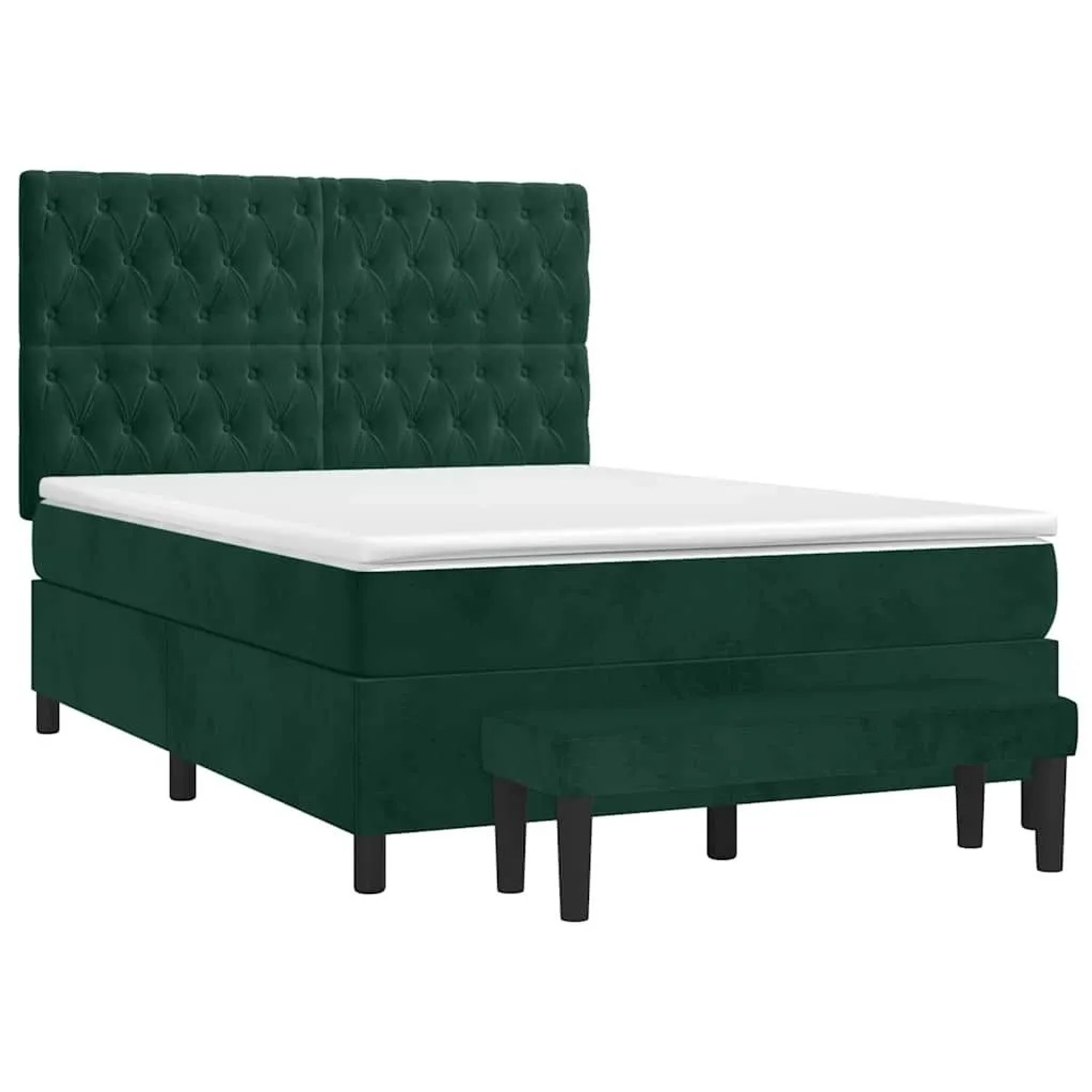 vidaXL Boxspringbett mit Matratze Dunkelgrün 140x190 cm Samt 3138022 günstig online kaufen
