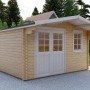 Finn Art Gartenhaus Norwegen 16 aus Holz, 40mm Blockhaus mit Doppeltür und Fenster.