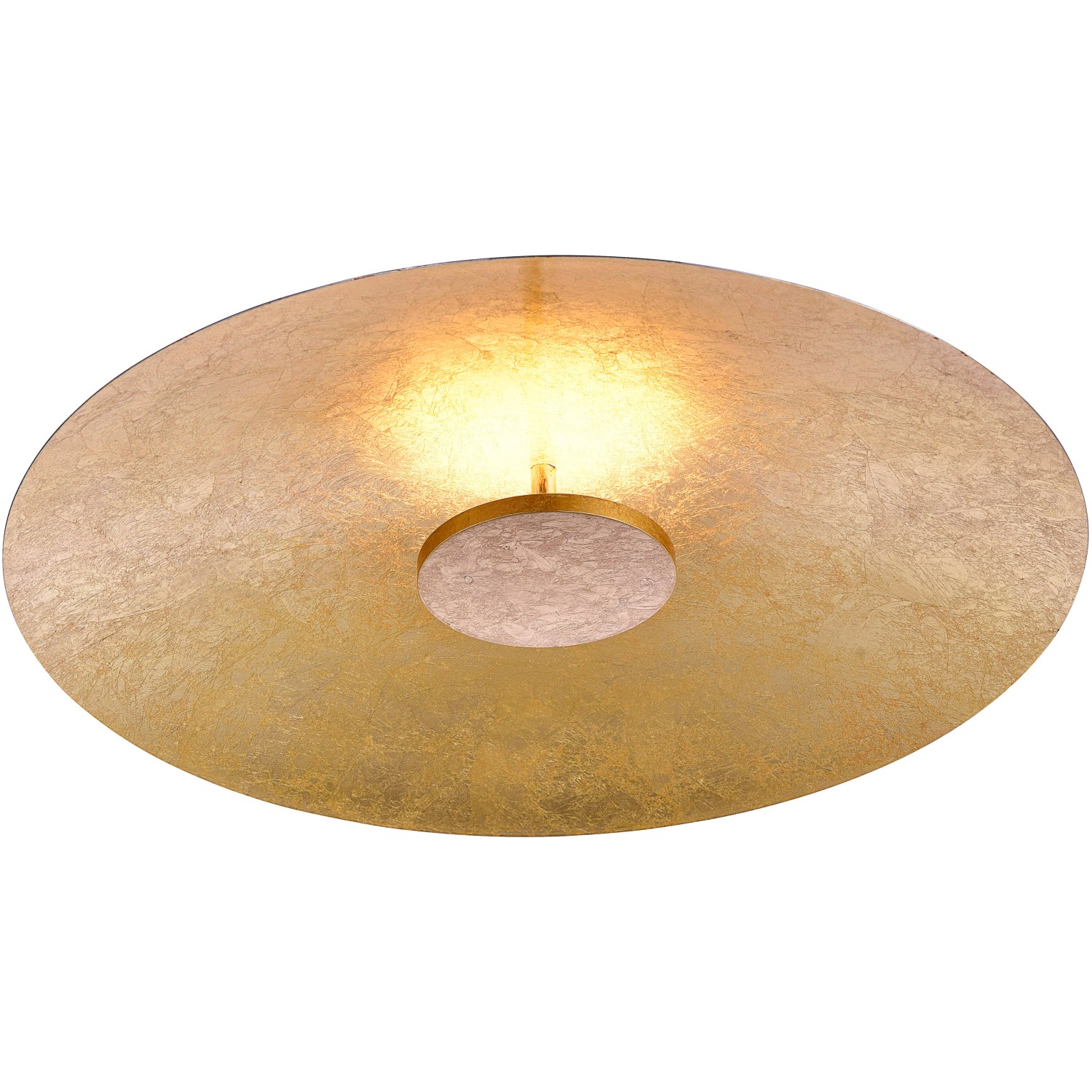 Goldene LED-Deckenleuchte Plate von Paul Neuhaus, Durchmesser 50 cm.
