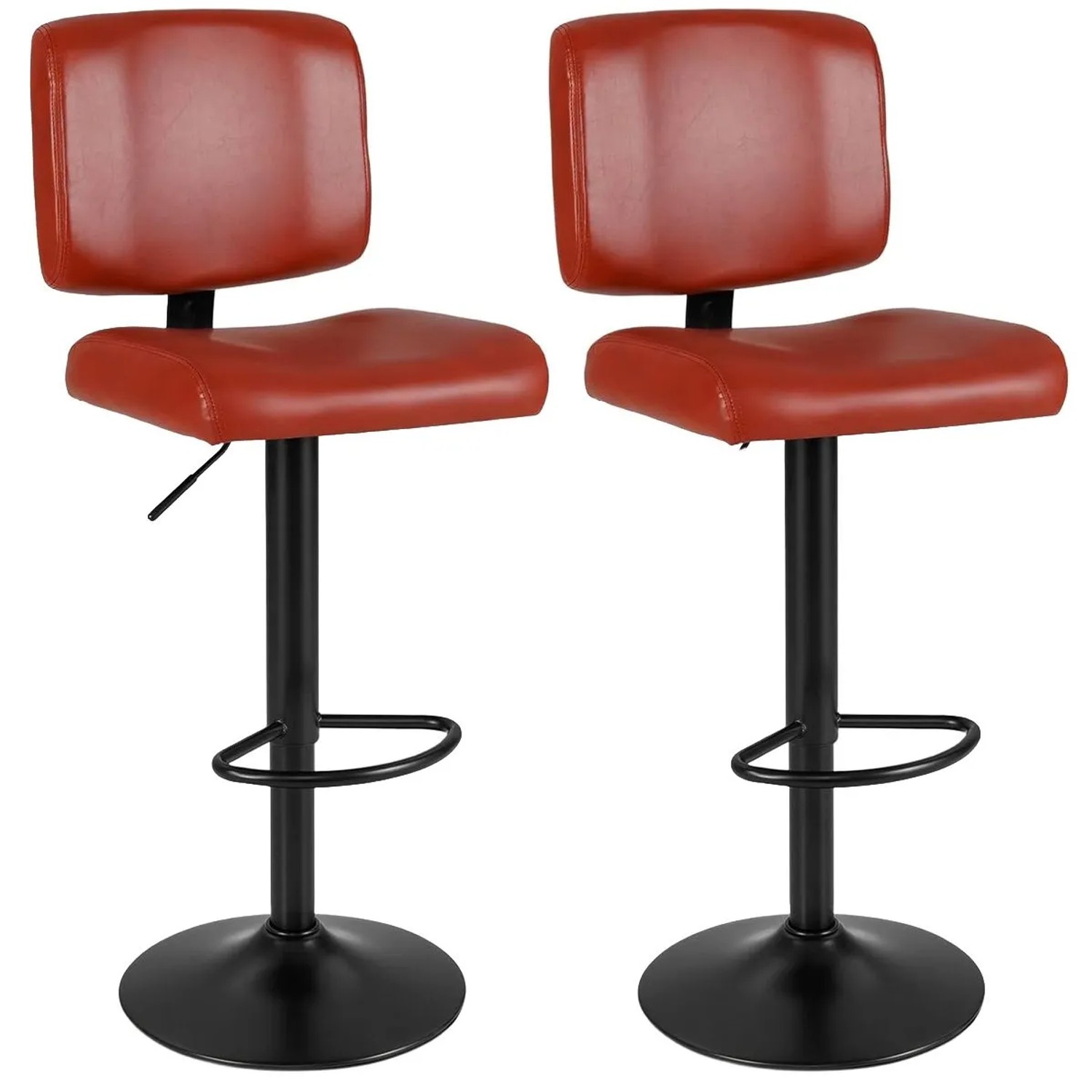 Costway Barhocker 2er Set Drehbar mit Rückenlehne Rotbraun