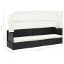 Schwarzes VidaXL Gartensofa mit Sonnendach aus Polyrattan für Garten oder Terrasse.