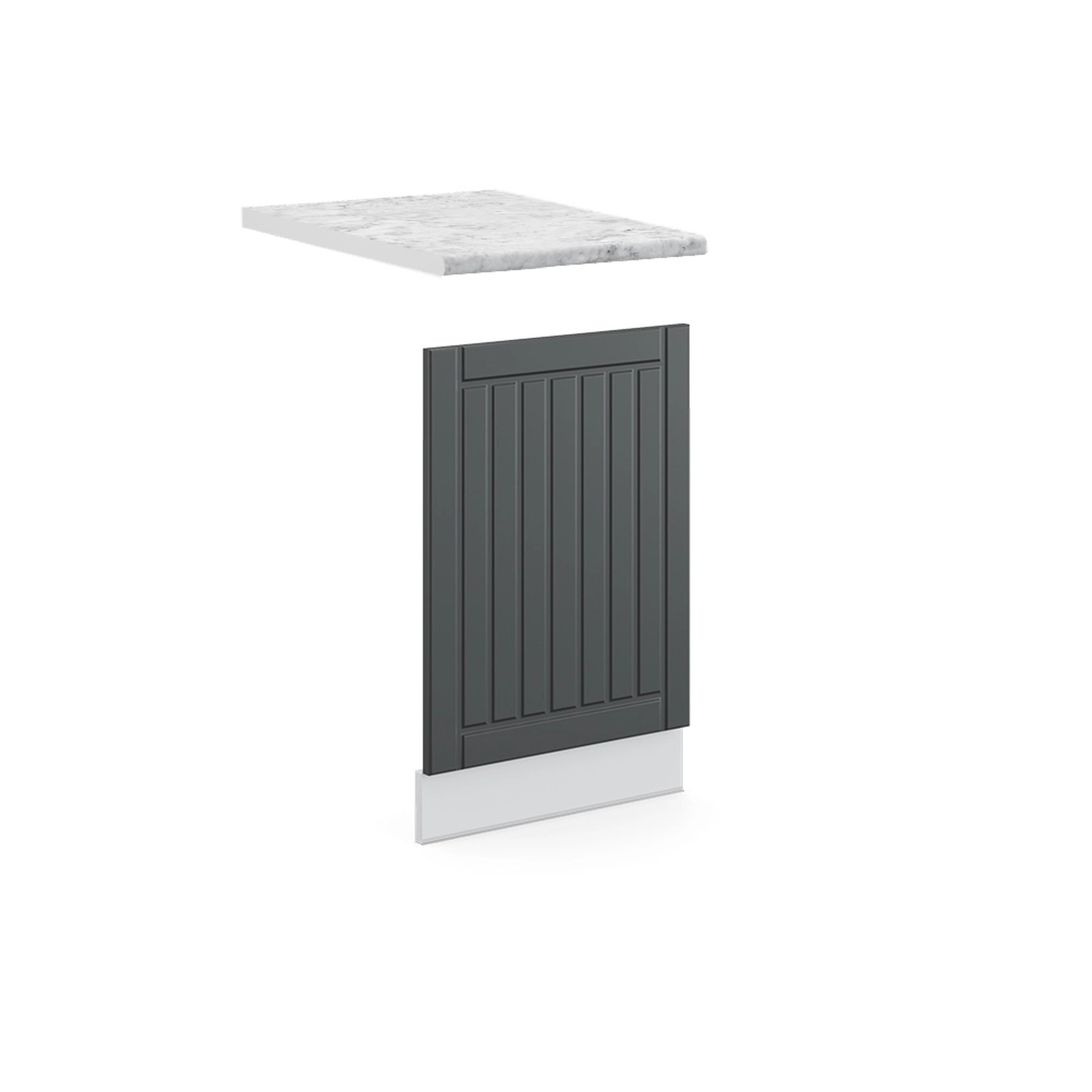 Vicco Frontblende Fame-Line Geschirrspüler Fronttür Anthrazit Landhaus/Weiß 45 cm AP Marmor