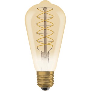 Osram E27 LED Leuchtmittel ST64, 4,8W, goldgetönt, mit sichtbarem Filament.