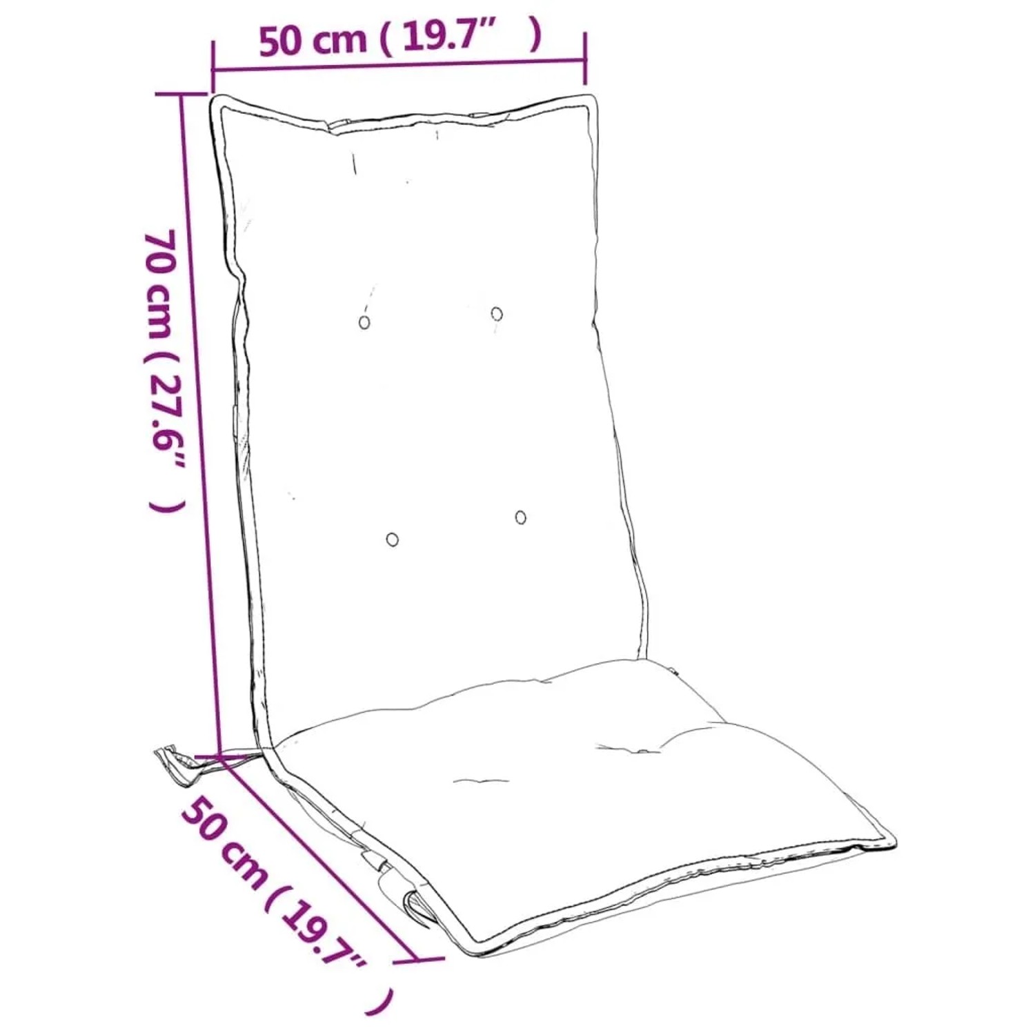 Graue Hochlehner-Auflage aus Oxford-Gewebe für Gartenstühle. Maße: 120x50x7 cm, mit 70 cm Rückenhöhe und 50 cm Sitzbreite.