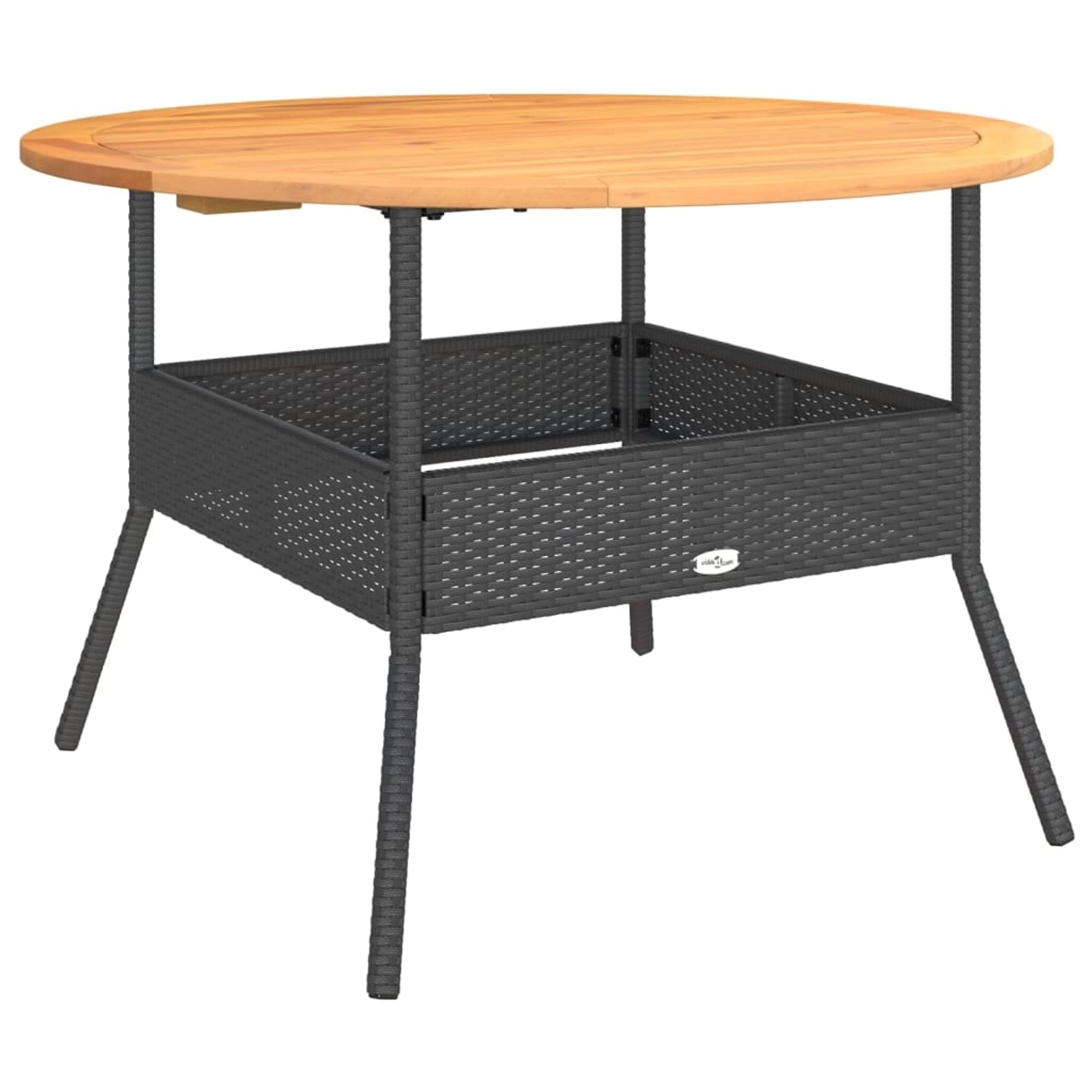 vidaXL Gartentisch mit Holzplatte Schwarz Ø110x71 cm Poly Rattan 368625 günstig online kaufen