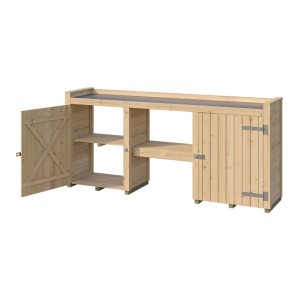 Weka Pflanztisch Killarney, 300 cm, anthrazit-eichefarben, mit Arbeitsfläche und abschließbaren Türen.