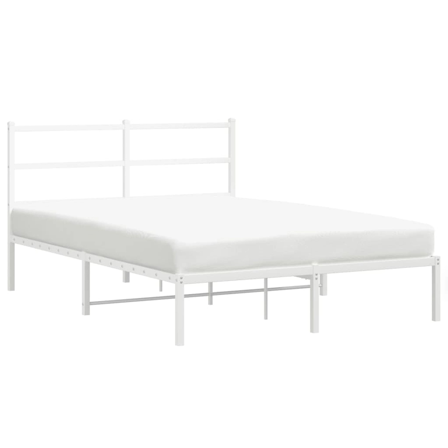 vidaXL Bettgestell mit Kopfteil Metall Weiß 135x190 cm 355413 günstig online kaufen